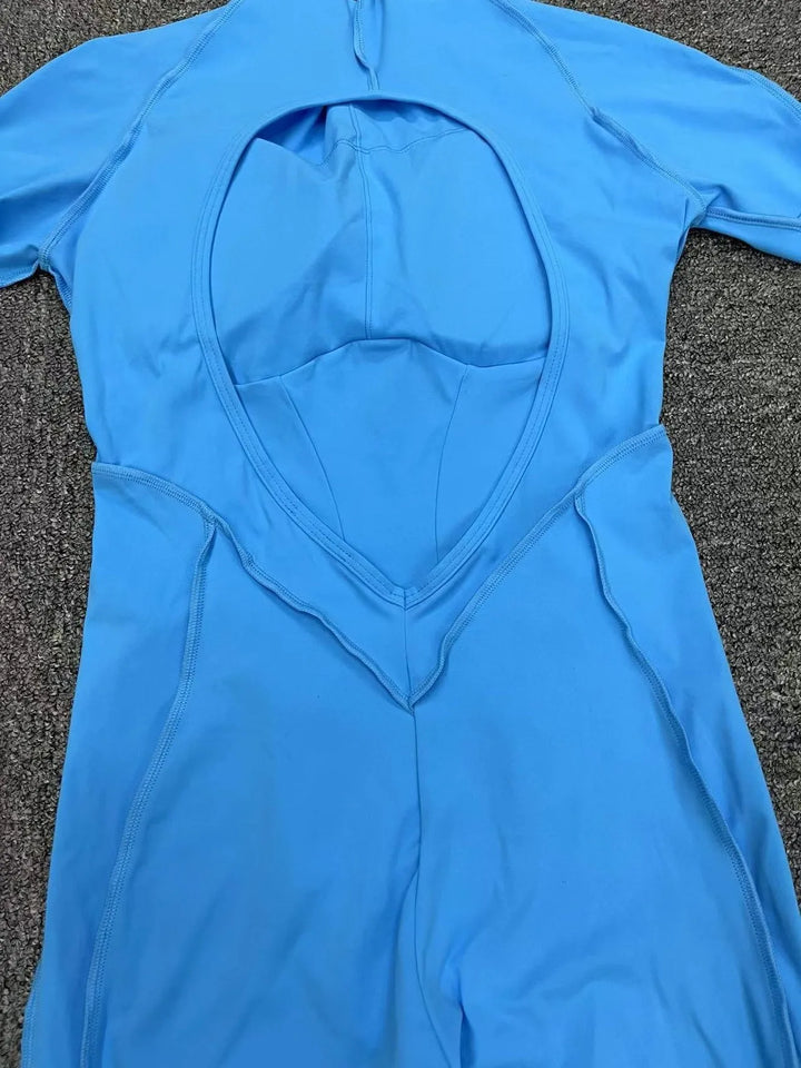 אוברול בד מחטב בעיצוב תפירה חיצונית גב פתוח - קוני