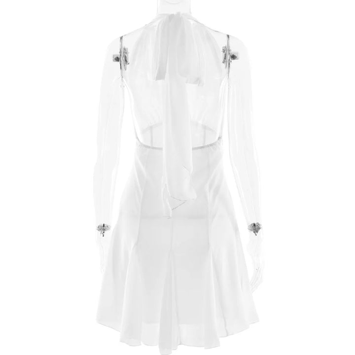 שמלת מיני קשירה בעורף גב פתוח בעיטור תחרה - הילה