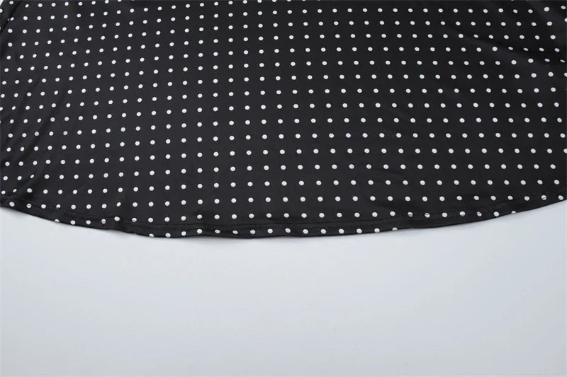 שמלת מקסי סטרפלס נקודות בעיטור צעיף תואם - פמלה