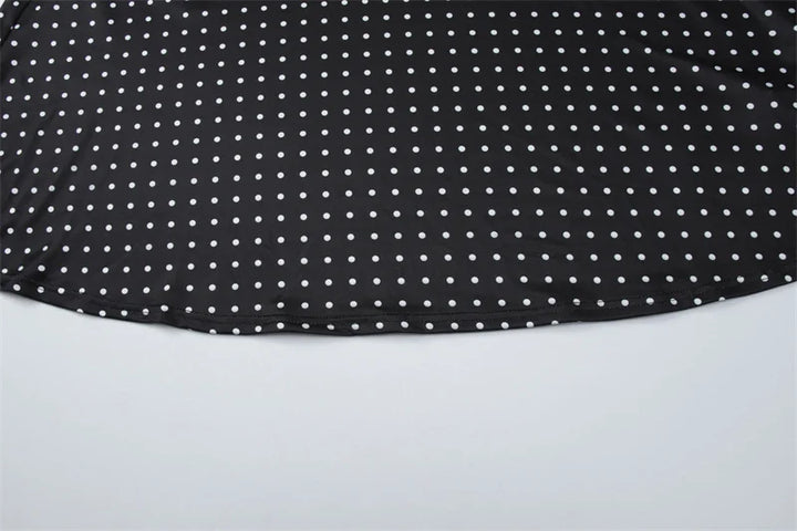 שמלת מקסי סטרפלס נקודות בעיטור צעיף תואם - פמלה