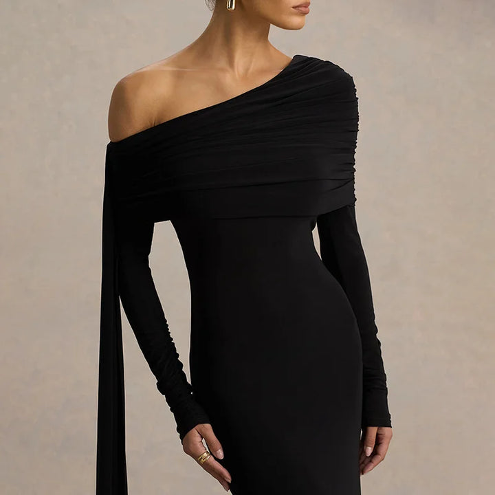 שמלת מקסי בעיצוב כתף חשופה ושובל - אלורה