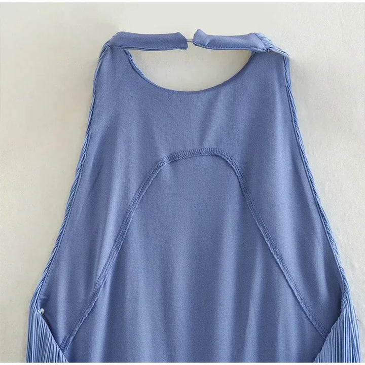 שמלת מיני קולר גב פתוח בעיצוב פרנזים - מריצה