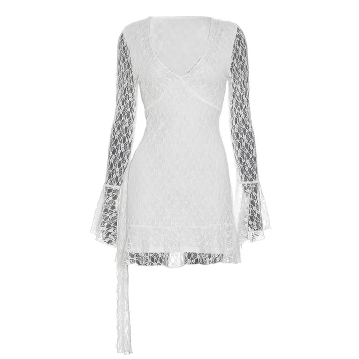 שמלת מיני תחרה בעיצוב שרוולי פעמון - רון לי