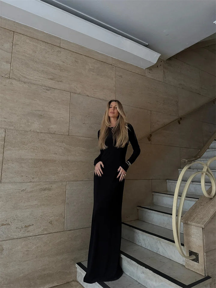 שמלת מקסי אלגנטית בעיצוב גב פתוח - אורנה