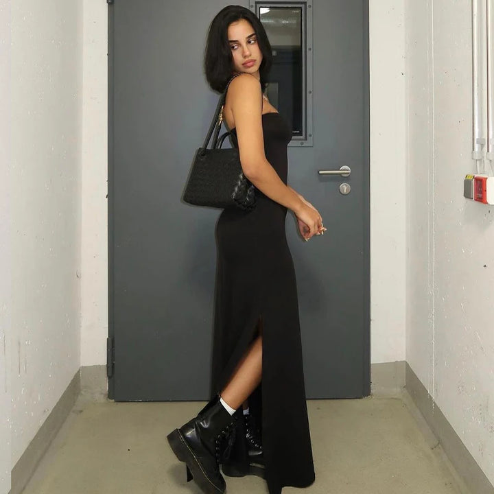 שמלת מקסי סטרפלס - זיו