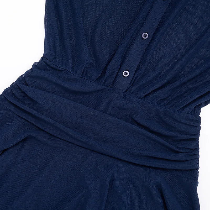 שמלת מיני שיפון מלמלה בעיצוב כפתורים - רעות