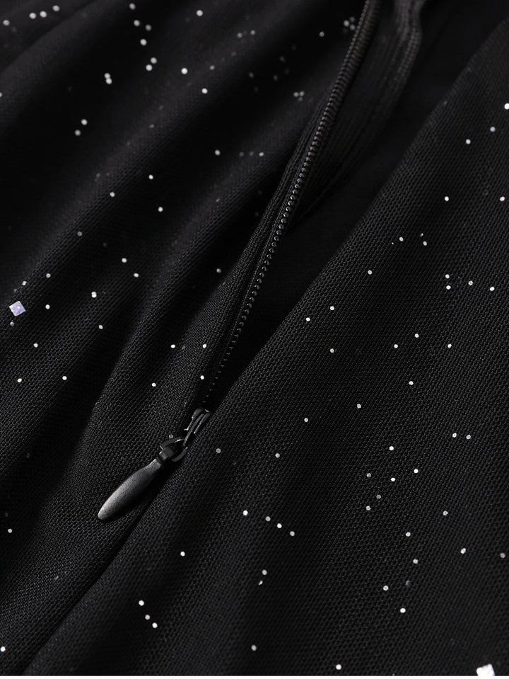 שמלת מקסי נצנצים בעיצוב גב פתוח ושסע - מדמואזל