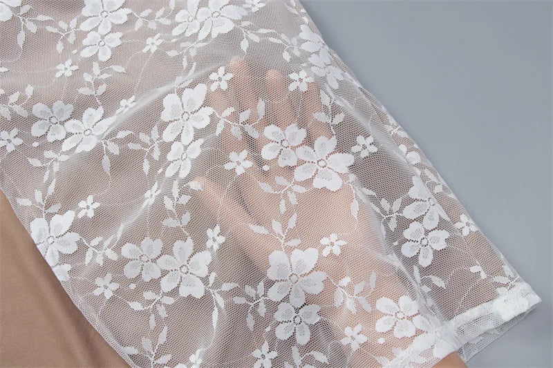 שמלת מקסי תחרה קשירה בעורף גב פתוח - לונה