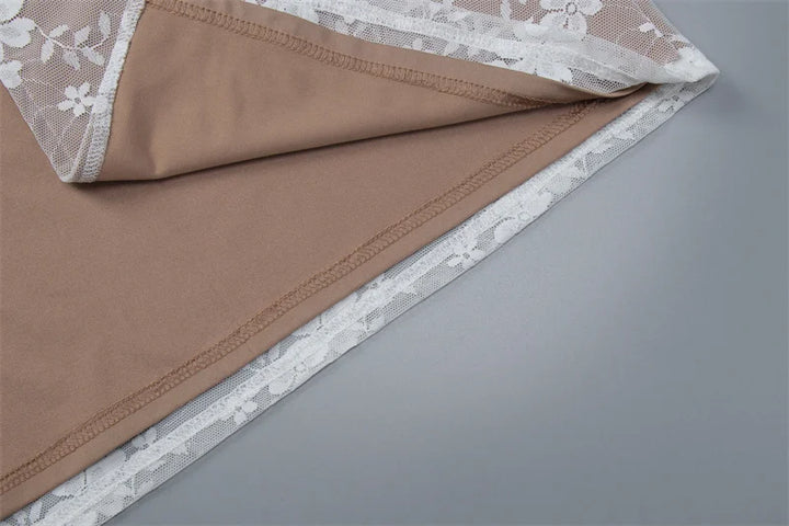 שמלת מקסי תחרה קשירה בעורף גב פתוח - לונה