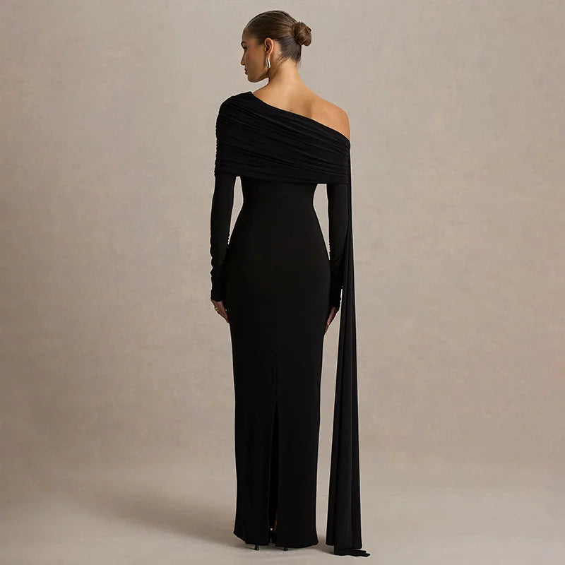 שמלת מקסי בעיצוב כתף חשופה ושובל - אלורה