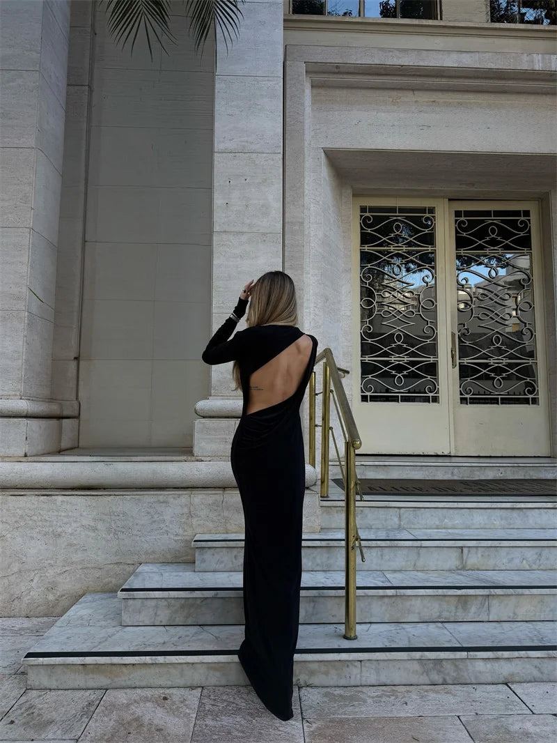 שמלת מקסי אלגנטית בעיצוב גב פתוח - אורנה