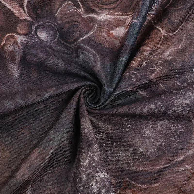 סט שני חלקים בעיצוב הדפס מיוחד טופ וחצאית מיני בעיטור שובל מלמלה - טוניק