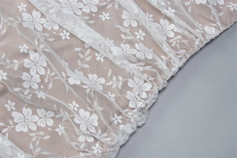 שמלת מקסי תחרה קשירה בעורף גב פתוח - לונה