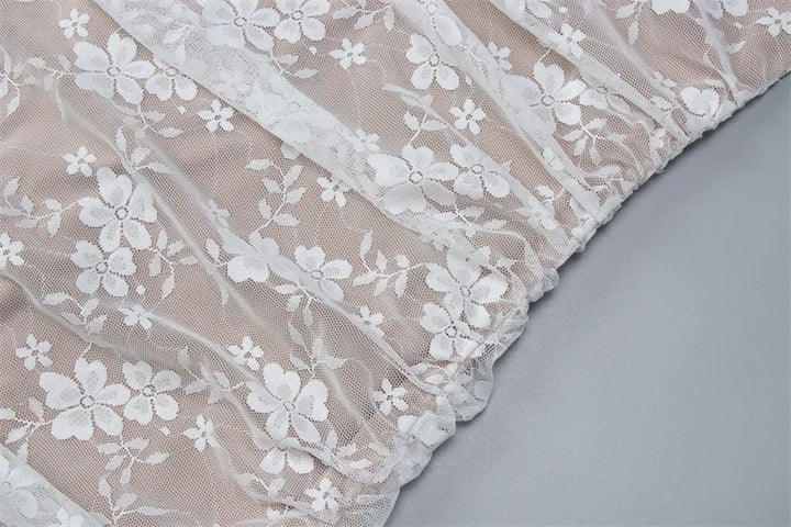 שמלת מקסי תחרה קשירה בעורף גב פתוח - לונה