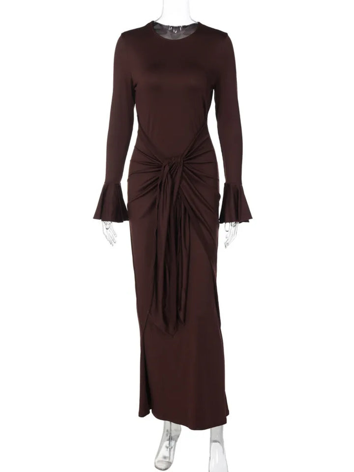 שמלת מקסי בעיטור קשירה ושרוולי פעמון - ברכה