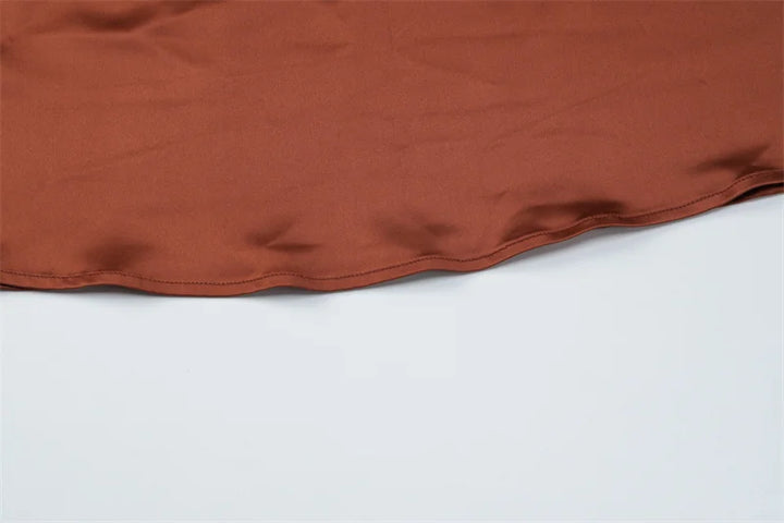 שמלת מקסי סטרפלס סאטן בעיטור צעיף תואם - טיראן