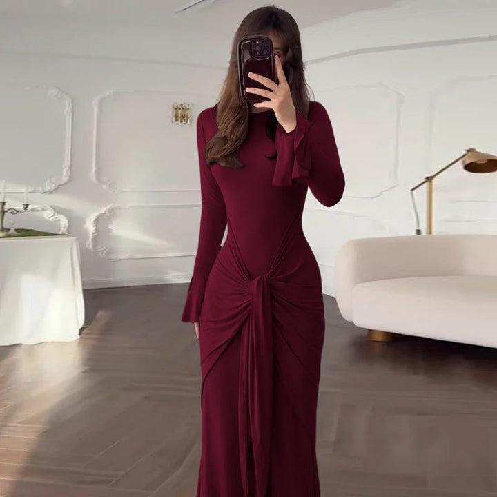 שמלת מקסי בעיטור קשירה ושרוולי פעמון - ברכה