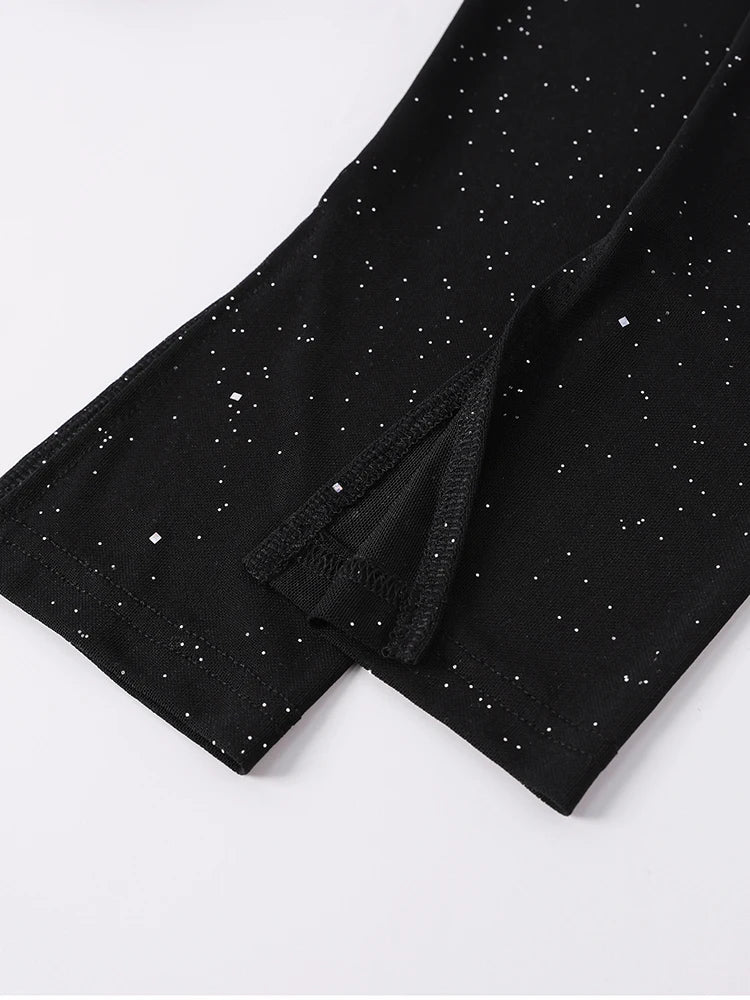 שמלת מקסי נצנצים בעיצוב גב פתוח ושסע - מדמואזל