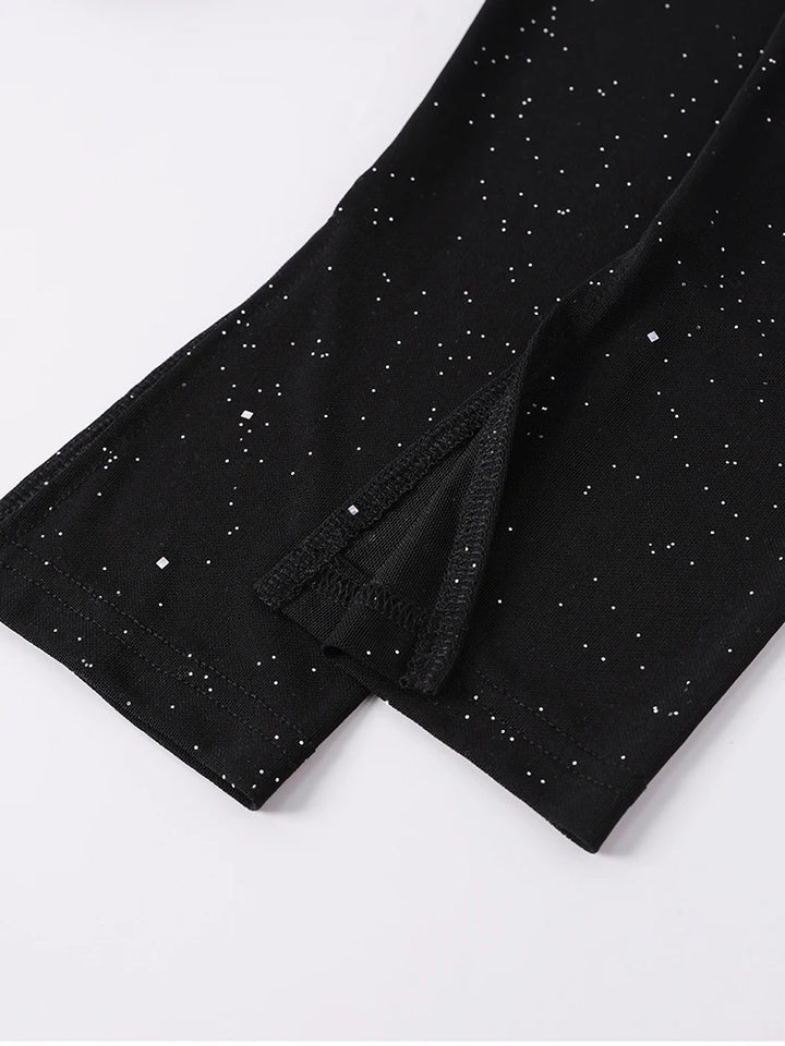 שמלת מקסי נצנצים בעיצוב גב פתוח ושסע - מדמואזל