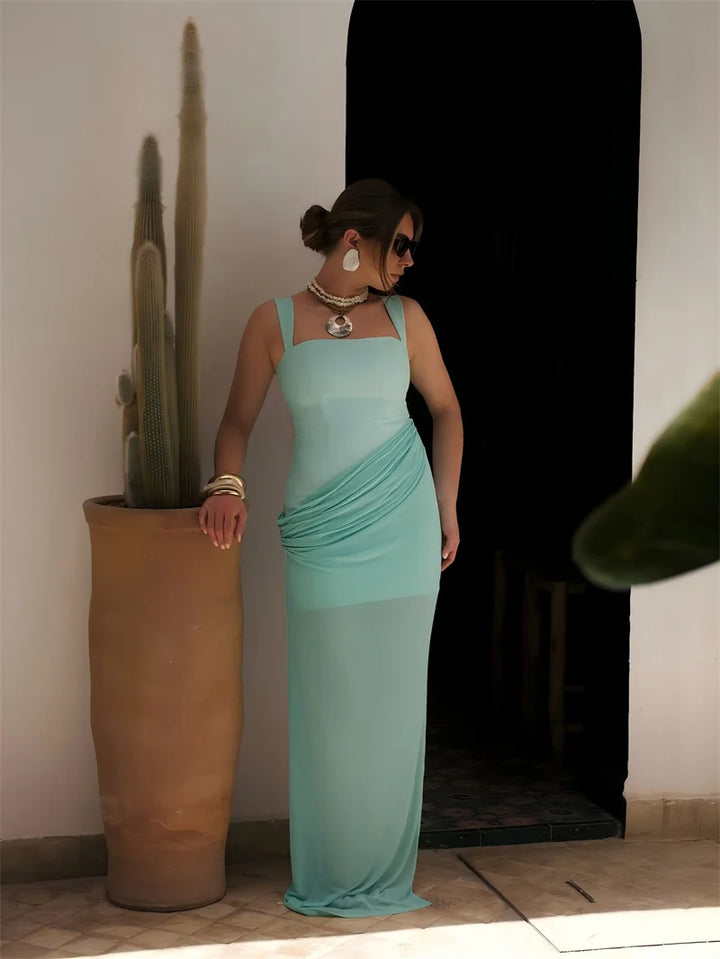 שמלת מקסי בעיצוב שיפון וקיפולים - מאיה לי