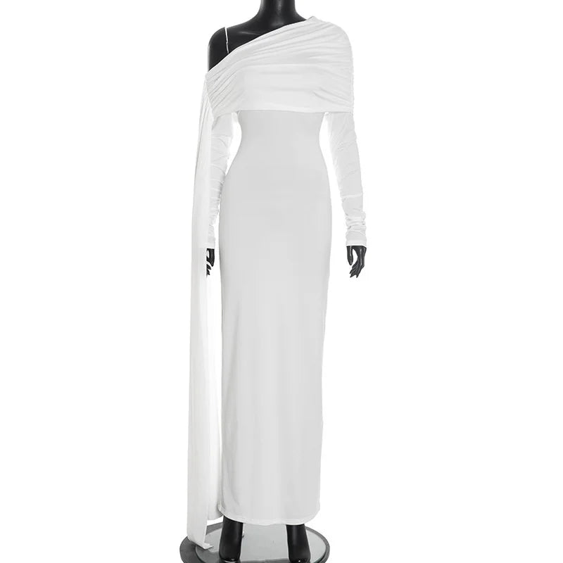 שמלת מקסי בעיצוב כתף חשופה ושובל - אלורה