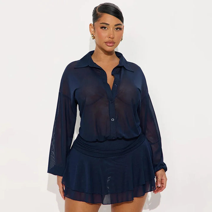 שמלת מיני שיפון מלמלה בעיצוב כפתורים - רעות