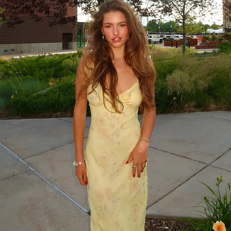 שמלת מקסי שיפון פרחונית - לילי אן