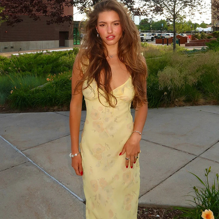 שמלת מקסי שיפון פרחונית - לילי אן