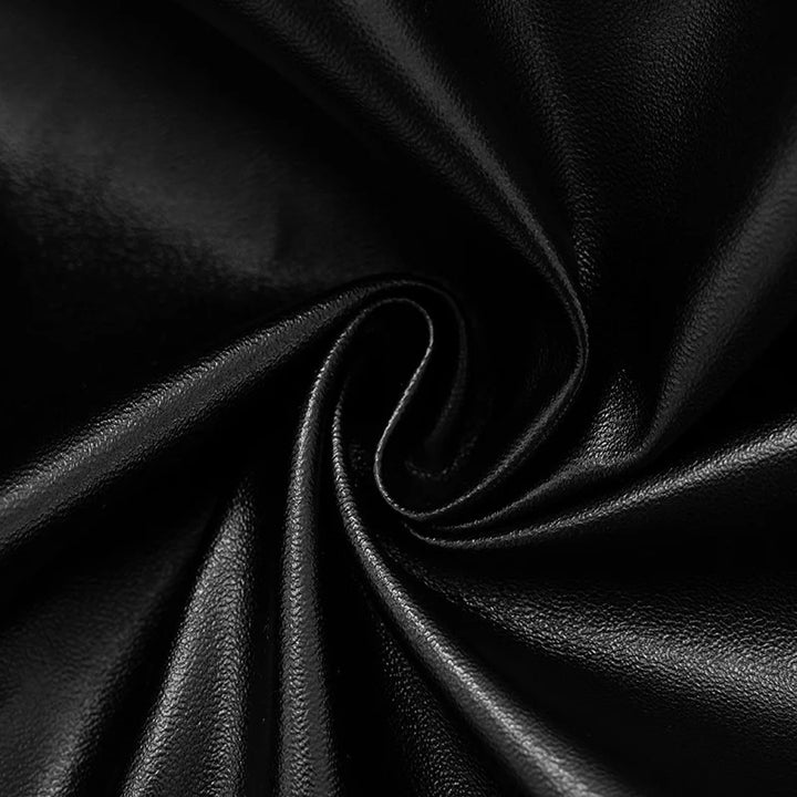 שמלת מיני סטרפלס דמוי עור בעיצוב מחוך וקיפולים - ויקטוריה