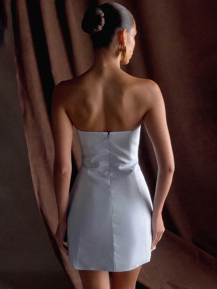 שמלת מיני סטרפלס סאטן - ג'ני