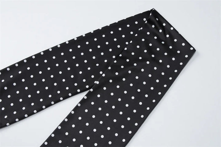 שמלת מקסי סטרפלס נקודות בעיטור צעיף תואם - פמלה