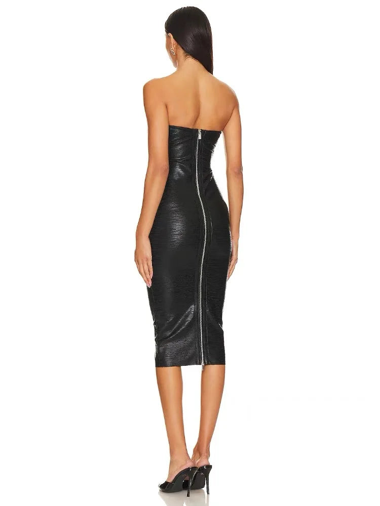 שמלת מידי דמוי עור - ג'יי