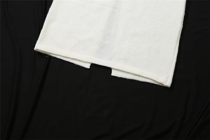 סט שני חלקים סרוג בעיטור אפליקציות פרחים טופ קשירה וחצאית מקסי - אווה