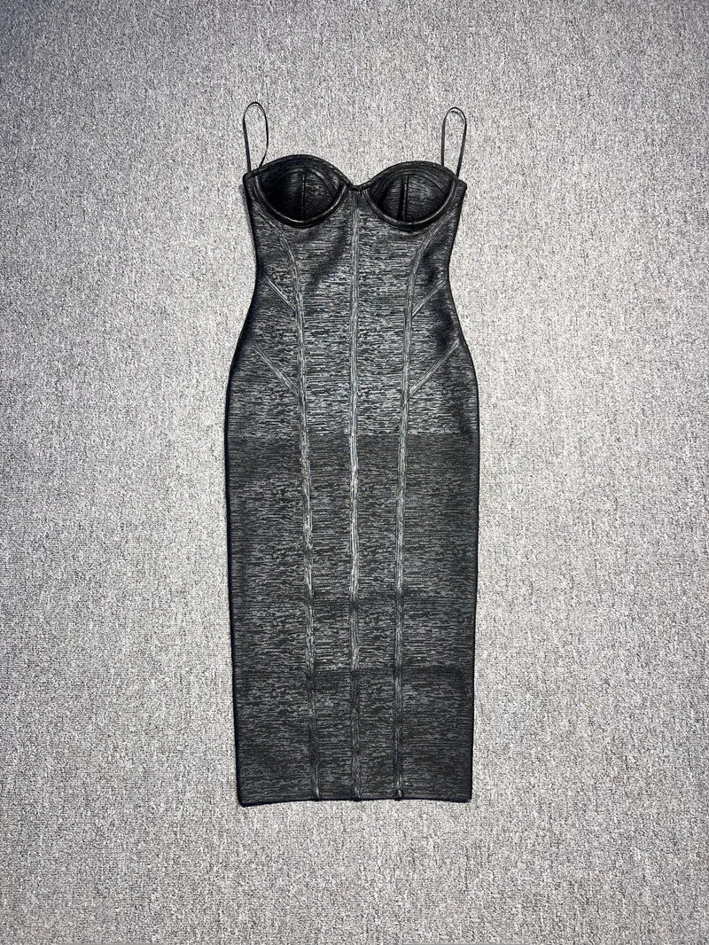 שמלת מידי דמוי עור - ג'יי