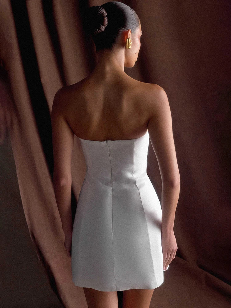 שמלת מיני סטרפלס סאטן - ג'ני