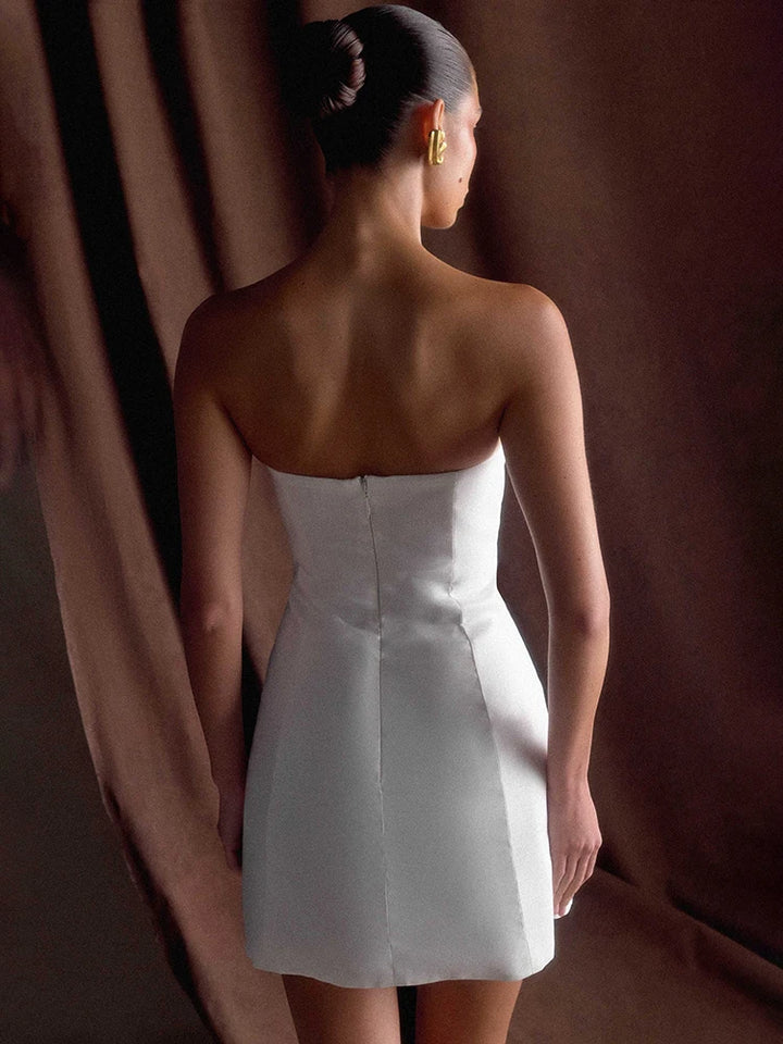 שמלת מיני סטרפלס סאטן - ג'ני