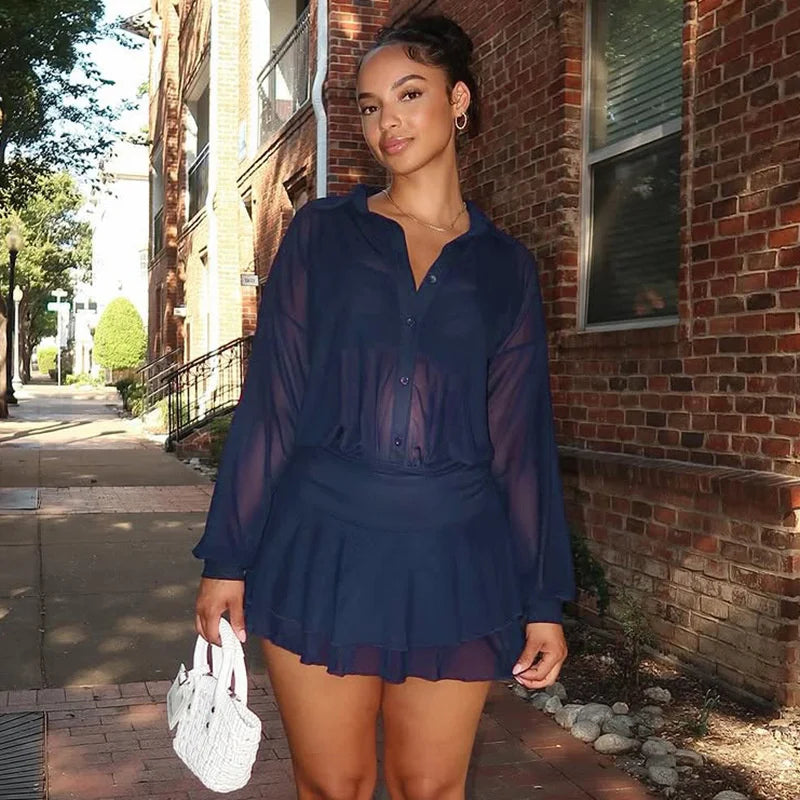 שמלת מיני שיפון מלמלה בעיצוב כפתורים - רעות