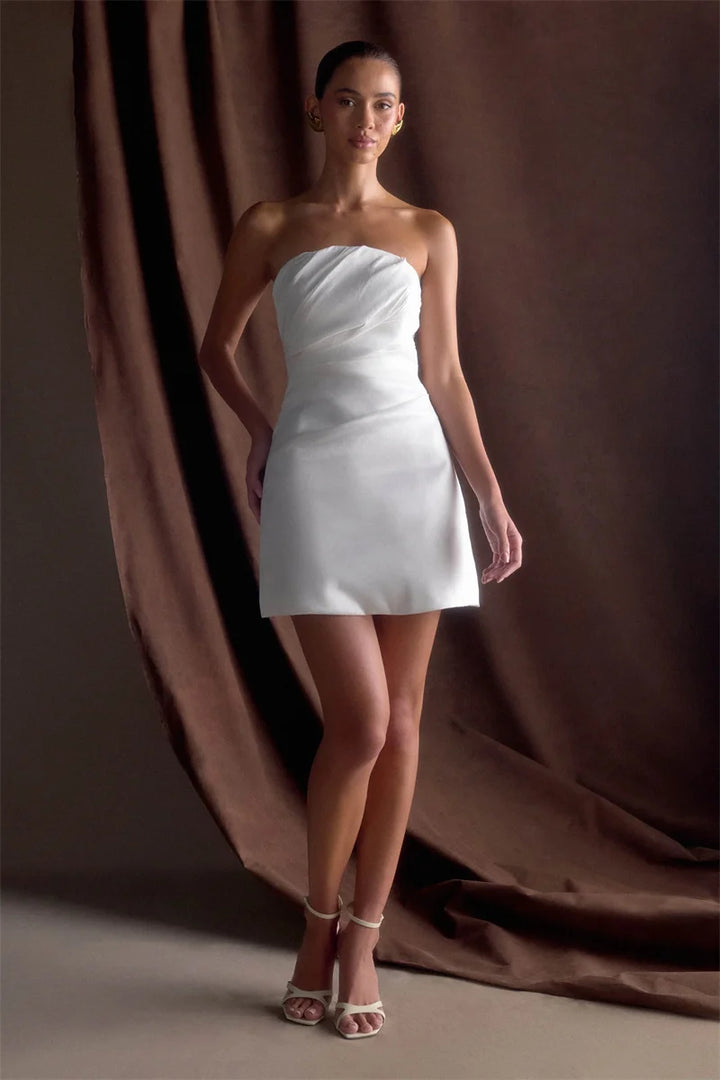 שמלת מיני סטרפלס סאטן - ג'ני