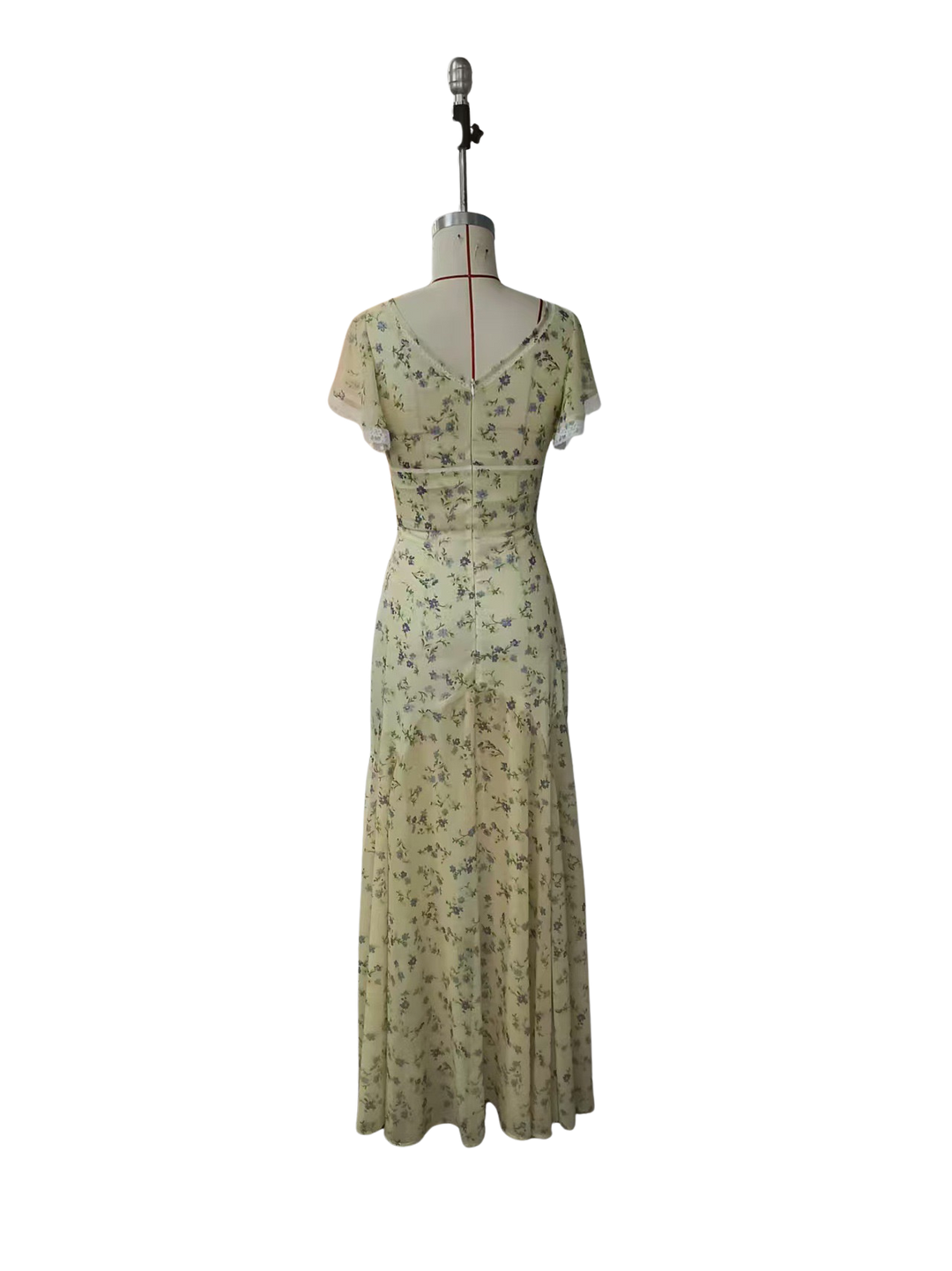 שמלת מקסי סאטן פרחונית בעיטור תחרה - FLORIE