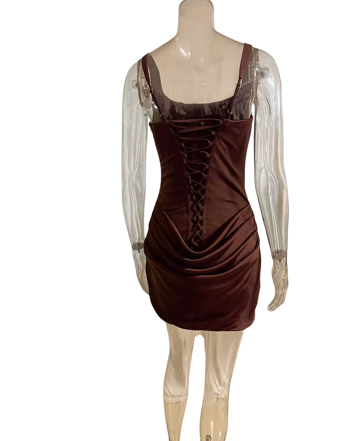 שמלת מיני בעיצוב קיפולים ומחוך קשירה בגב להצמדה במותן - רנטה